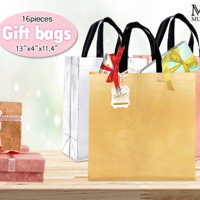 China Custom Non-woven Moq Recyclable Christmas Stocking Gift Bags With Handles Reusable Christmas Tote Bags Grocery Bag for sale