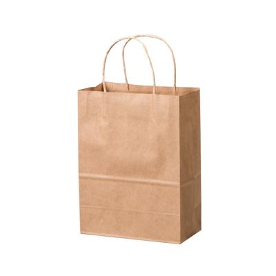 China Custom Printed Logo Kraft Paper Bag Food Recyclable With Handle Cheap Price Shopping Paper Bag for sale