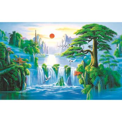 China 2021 Popular Landscape Printing Rivers Mountains Room Decoration Custom Art Waterfall Painting Design Poster for sale