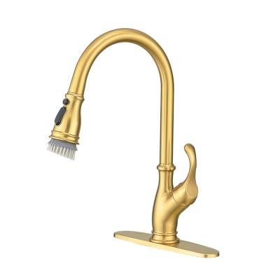 China Kitchen Sink Mixer Tap Faucets With Pull Out Spray FLG: NG1176 Nickel Gold Brush Head Kitchen Sink Mixer Tap Pull Out Spray Kitchen Faucet for sale