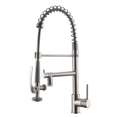 China Other FLG: NL512 Commercial Style Brushed Nickel Metal 3 Color LED Lights Swivel Spout Kitchen Mixer Tap for sale