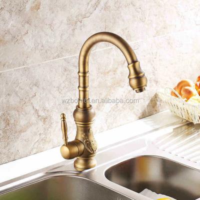 China Other brand laser brand OEM kitchen faucet gold luxury antique brass faucet, online technical support antique basin faucets for sale