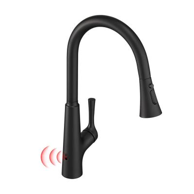 China Thermostatic Faucets Matte Black Hands-Free Brushed Nickel Touchless Kitchen Faucet With Pull Down Sprayer for sale