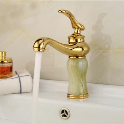 China FLG10013J Jade Golden Sink Taps Luxury Single Lever Metered Faucets for sale