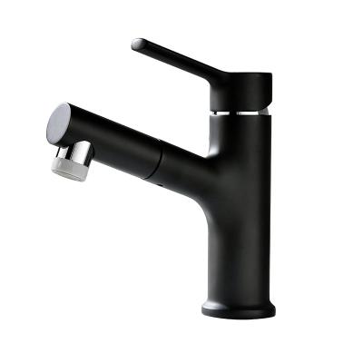 China Black Metered Faucets Sanitary Ware Bathroom Sink Faucet With Pull Out Two Kinds Of Water Outlet Function for sale