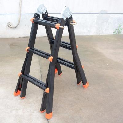 China Folding Ladders 3.3m Black Aluminum Telescopic Ladder for sale