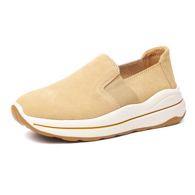 China Fashion Trend 2023 Spring Platform Women Shoes Flats Sneakers Suede Leather Women Casual Shoes Slip On Flats Heels Creepers for sale