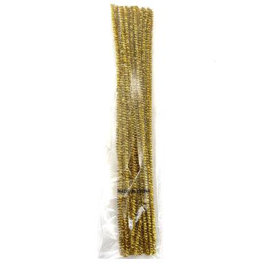 China DIY Accessories Gold Glitter Chenille 12mm Chenille Sticks Pipe Strippers Chenille Silver Tinsel Pipe Cleaner Uneven Rods for sale