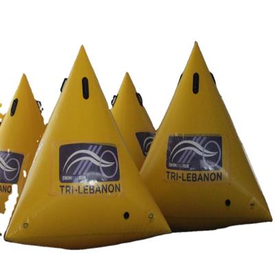 China Water Event Customized Inflatable Triangle Water Triathlon Buoy Floating Beacon Markers Buoy For Water Race for sale