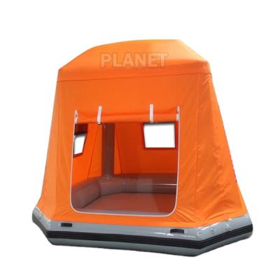 China Hot Outdoor Inflatable Bench Tent Dirty PVC Water Bench Inflatable Raft Camping Floating Tent On Water for sale