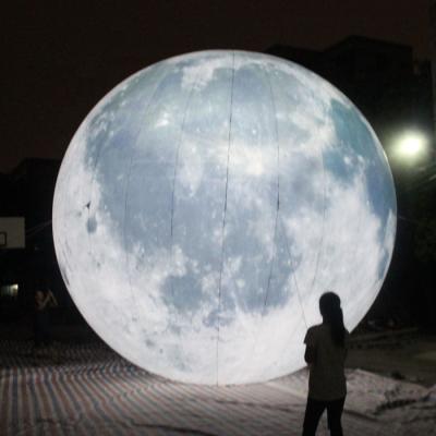 China Eco - Friendly Colorful Led Lighting Giant 5m Diameter Inflatable Moon Balloon For Outdoor Decoration for sale