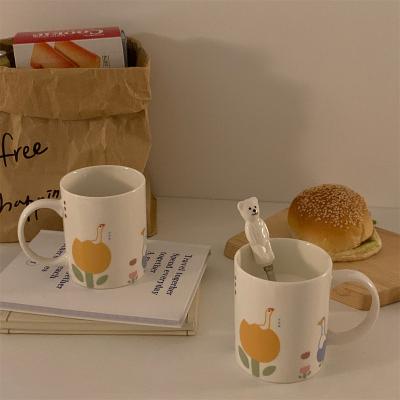 China Viable Korean Style 300ml-400ml Couple Breakfast Milk Coffee Mug Student Holiday Gift Ceramic Mug for sale