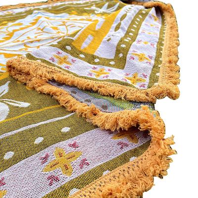 China Hot Selling BSCI 100% Recycled Cotton Woven Throw Blankets Customized Throws Picnic Blankets Tapestry Blankets for sale