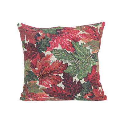 China Decorative Custom Woven Red Jacquard Tapestry Pillow Case Christmas Cushion Cover for sale