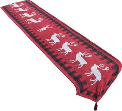 China Jacquard Family Use Weave Jacquard Christmas Tapestry Table Runner for sale