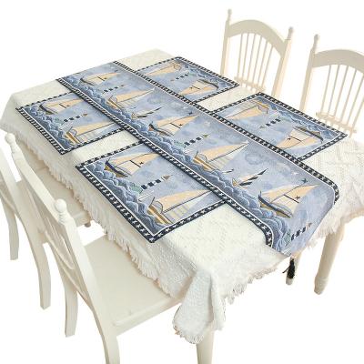 China Modern Custom Jacquard Cotton Polyester Living Room Table Runner With Tassel for sale