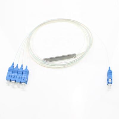 China Low Price (Data Center) Way Fiber Optic Spliter Ports SC/APC Project 4 To 1 Mini 1*4 gpon/ftth Optical PLC Splitter SC UPC 1m 1x4 0.9mm for sale