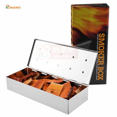 China Wholesale Wooden Box BBQ Smoker BBQ Accessories Smoker Portable Easily Cleaned Stainless Steel Grill Tool for sale