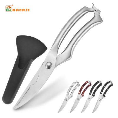 China Durable kitchen vegetable steel bone separpoultry crab meat shears curved heavy duty kitchen scissors for sale