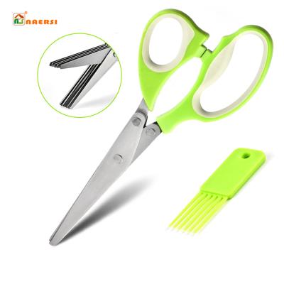 China Wholesale5 Blade Scissors Stainless Steel Green Onion Scissors Durable Kitchen Herb Scissors Cut Tool for sale