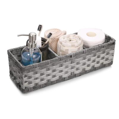 China Gray Viable Bathroom Decoration Farmhouse Large Cubicle Storage Organizer Baskets For Bathroom for sale