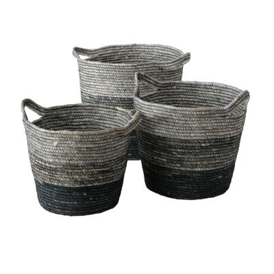 China Durable Braided Storage Viable Bag Shelf Roll Rope To Handle Rustic Home Decoration Round Corn Husk Wicker for sale