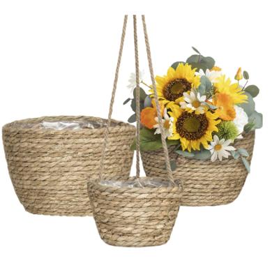 China Viable Farmhouse Decoration Flower Pot Indoor&OutdoorSeaweed Flower Pot for sale