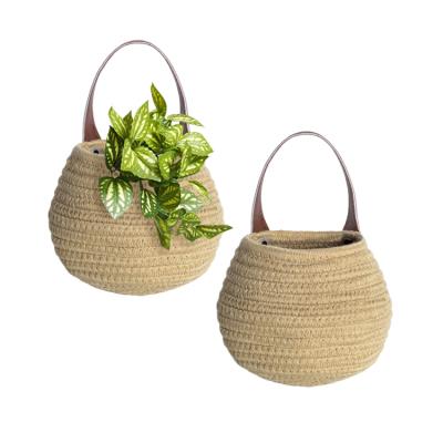 China Small sustainable woven basket for storage, woven rope basket, hanging jute woven storage basket for sale