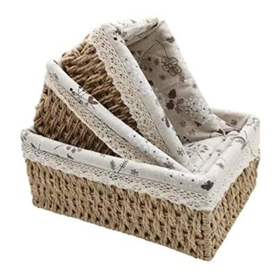 China Sustainable Handwoven Storage Basket Fixed Large Capacity Can Be Customized 3 Sets Of Household Storage Baskets for sale