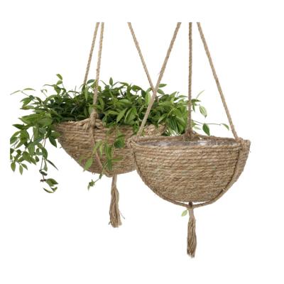 China Sustainable Natural Multifunctional Flower Basket Storage Rack Manufacturers Hanging Baskets Straw for sale