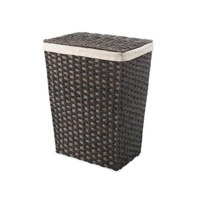 China Sustainable Hot Selling Household Durable Rectangular Plastic Woven Plastic Clothes Rattan Laundry Storage Basket for sale