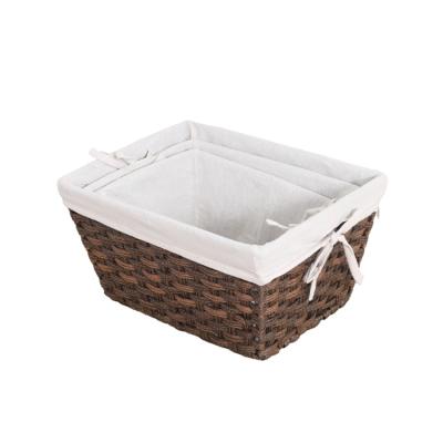 China Sustainable Hand Held Plastic Storage Basket Kitchen Sundries Snack Rattan Storage Basket for sale