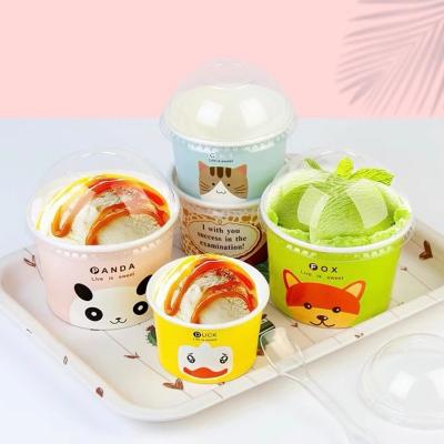 China Customized Recyclable Printed 3oz 4oz 5oz 8oz 12oz 16OZ Ice Cream Container Tubs Disposable White Paper Cup With Lid for sale