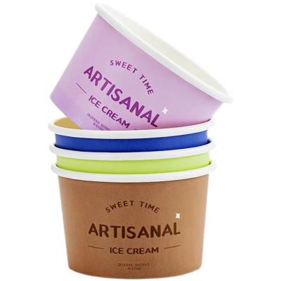 China Customized Recyclable Paper Ice Cream Cup 3oz 5oz 8oz 10oz 12oz Disposable Paper Cup With Spoon for sale