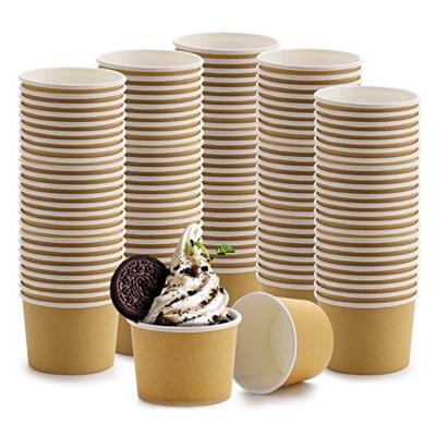 China Recyclable Custom Printed 3oz 5oz 8oz Biodegradable Disposable Ice Cream Tub Container Paper Cups With Lid for sale