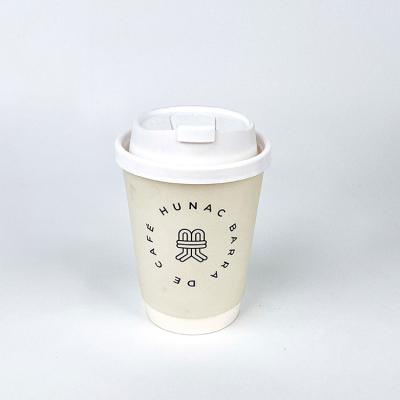 China Factory New Design Juice Coffee Recyclable With Custom Logo With Lids Sleeves Wallpaper Double Cup Available for sale