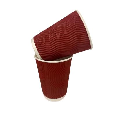 China 6oz 12oz Double Wall Ripple Recyclable Custom Paper Cup For Coffee Hot Bistros Drinks Corrugated Paper Cup for sale