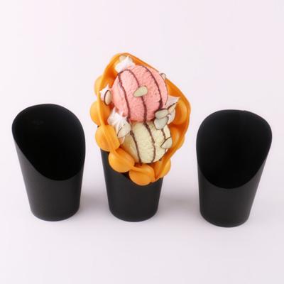 China Factory Price Recyclable Black Brown Waffle Cups Fried Salad Packing Cake Cup Tilted Paper Cups for sale