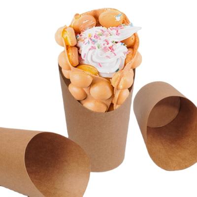 China Factory Direct Selling Recyclable Fried Chicken French Fries Waffle Waffle Brown Brown Oblique Kraft Paper Cup for sale