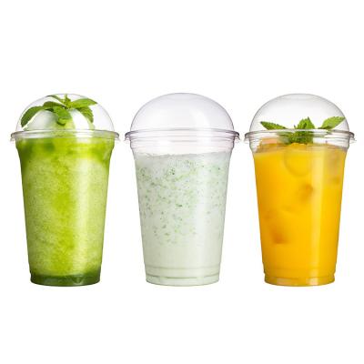 China 10/12/14/16/20/24oz transparent disposable shape u shape plastic boba cup with lid for sale