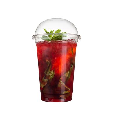 China Custom wholesale eco-friendly milktea supplies pamper plastic bubble tea cup boba drink with flat dome lid cover for sale