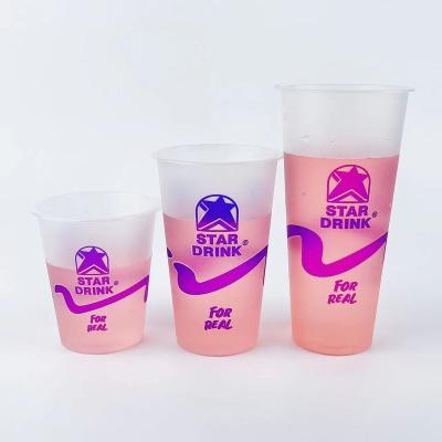 China Wholesale Custom Logo Bubble Tea Single Wall Various Size Hot Cold Drinking PP Hard Plastic Cup for sale