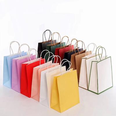 China Recyclable Custom Logo Shopping Paper Bag White Brown Kraft Gift Manufacturer Sale Kraft Paper With Handles for sale