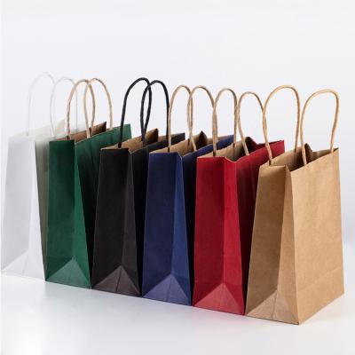 China Recyclable Wholesale Custom White Logo Brown Kraft Paper Packaging Square Bottom Take Out Bag for sale