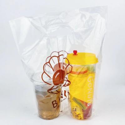 China Recyclable Disposable Transparent Take Away Plastic Bag Coffee Milk Tea Cup Packing Plastic Bag for sale