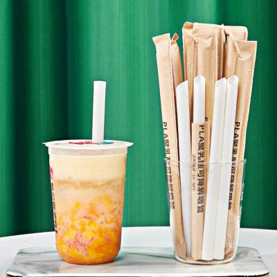 China Wholesale Disposable White Milkshake Drinking Straw Biodegradable PLA Boba Tea Bamboo Fiber Straws for sale