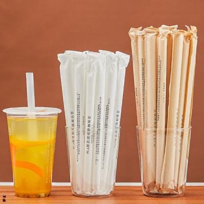 China Hot Selling PLA Logo Drink Juice Plastic Bubble Tea Custom Bamboo Fiber Straws Straight Black Bioplastic Straw 8mm for sale