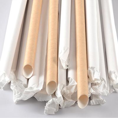 China Beverage maker Customized Biodegradable Paper drinking straws paper boba drinking straw with wrap paper for sale