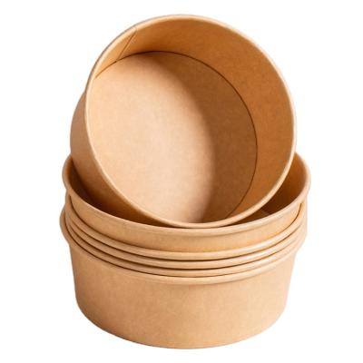 China Wholesale Recyclable Custom Wrapping Paper Biodegradable Salad Container Rolls Soup Round Paper Bowl With Lid for sale