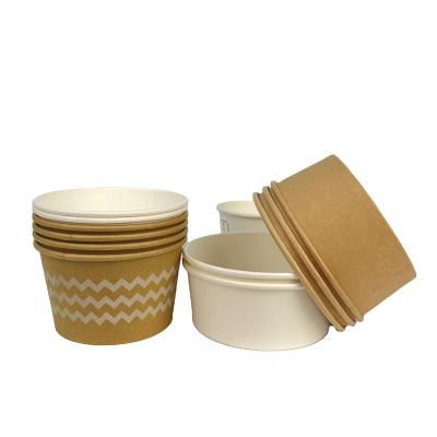 China Recyclable Custom Round Salad Wrapping Paper Induction Rice Soup Water Cup Bowl Hot Food Packaging Containers With Lid for sale